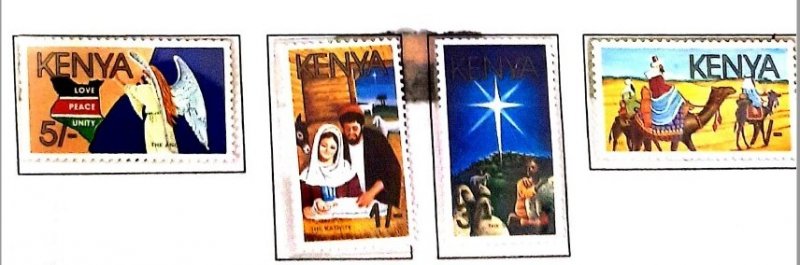 A) 1986, KENYA, CHRISTMAS, MULTICOLORED, SET OF 4, XF