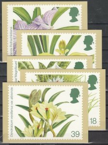 Great Britain, Scott cat. 1493-1497. Orchids as Agency Post Cards. ^