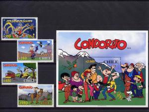 Chile 2000 Cartoons/Condorito set (4) + 1 SS Scott 1316/20 