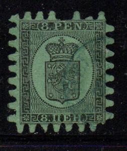 Finland Sc 7 1867 8p black Coat of Arms stamp used