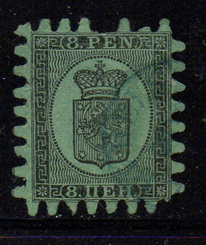 Finland Sc 7 1867 8p black Coat of Arms stamp used