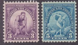 US 718-19 MNH OG 1932 Runner & Myron's Discobolus Los Angles Olympics Set VF