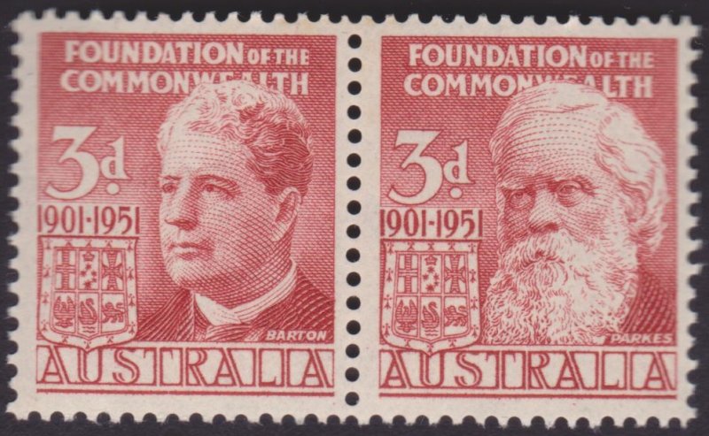 1951 AUSTRALIA FOUNDATION of the COMMONWEALTH PAIR 3d PENNY STAMPS MNH