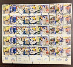 1489-1498   Postal Service Employees  MNH 8 c Sheet of 50  FV $4.00  1973