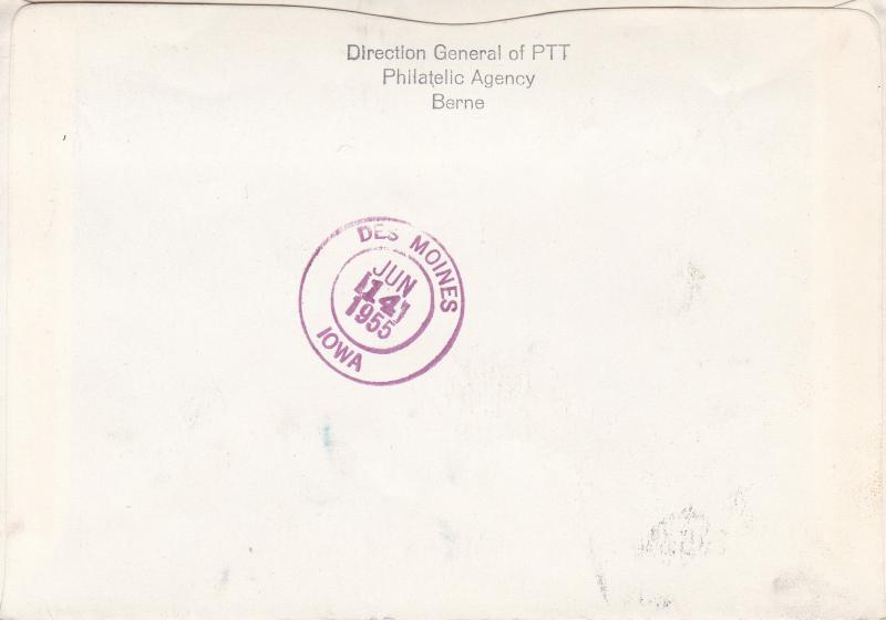 Switzerland 1955 Pro-Patria Semi-Postals (5) FDC Registered to USA French Cancel