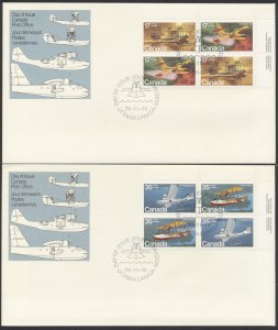 1979 #843-846 Canadian Aircraft Flying Boats FDCs, UR Plate Blocks, CPC Cachets