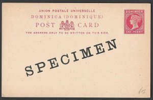 Dominica 1886 1d Postal Card HG3 'specimen' ovpt fine unused