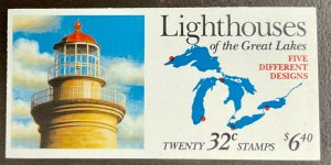 BK230 Great Lakes Lighthouses #2973a Booklet of 20  32 c FV $6.40  1995