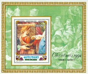 R75-0222 AITUTAKI 478 MH CHRISTMAS 1992 SCV $8.00 BIN $4.00