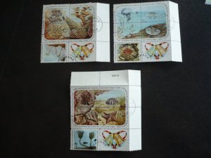 Stamps  Cuba- Scott# 916a,921a,926a - Used Blocks of 5 Stamps and 1 Label