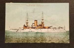 1908 Hand Colored Postcard US Navy Battleship Wisconsin Oakland San Francisco CA