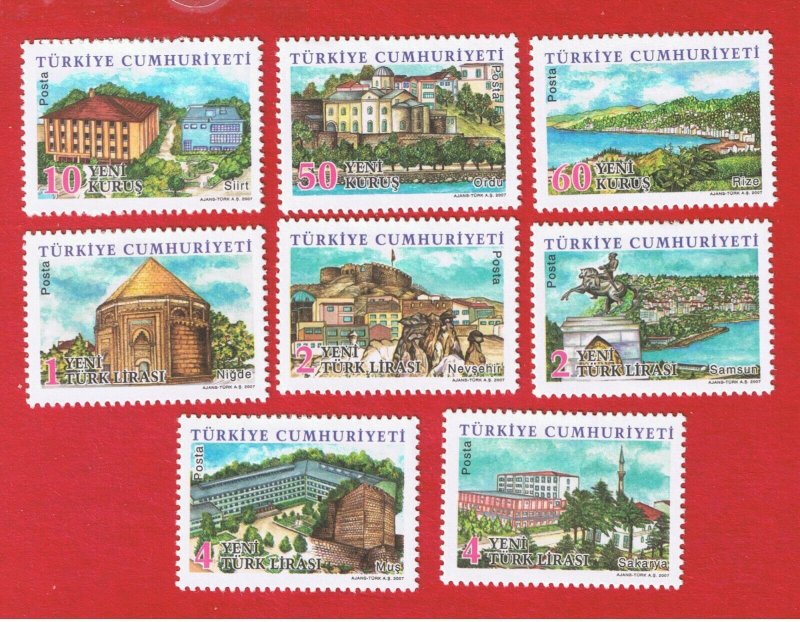 Turkey #3055-3062  MVFLH OG   Provinces  Free S/H