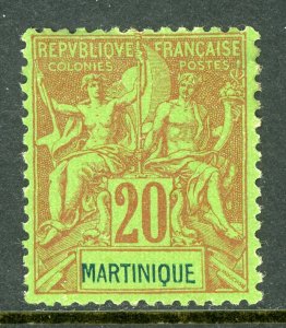 Martinique 1892 French Colony 20¢ Red Navigation & Commerce Sc #42 Mint E115