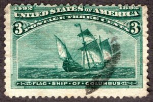 1893, US 3c, Columbian Exposition Issue, Used, tear, Sc 232