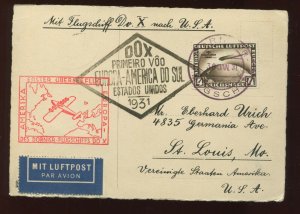 JAN 30 1931 DOX CARD GERMANY C39 USED STAMP TO ST LOUIS USA (G C39 CVR 1)