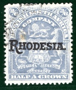 RHODESIA BSACo KEVII Stamp 2s/6d Overprint Used BRBLUE60