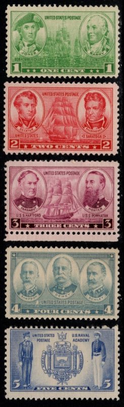 1936 US Scott #- 790-794 1 Cent - 5 Cent US Navy Complete Set/5 MNH