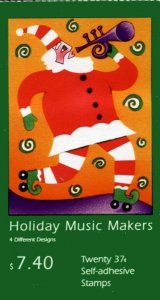 2003 37c Holiday Music Makers, Vending Booklet of 20 Scott 3825-28 Mint VF NH