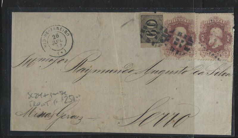 BRAZIL  (PP2701B)  FRONT 60R NUMERAL+DOM PEDRO 20R PR RIO TO MINAS GERAIZ