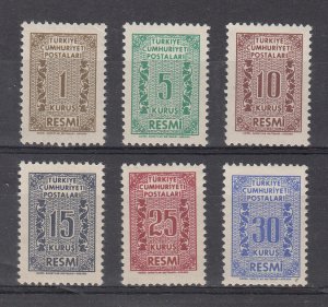 Turkey Scott #O76-O81 MNH
