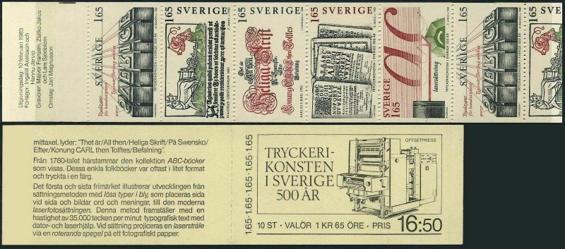 Sweden 1448-1452a booklet,MNH.Mi 1225-1229 MH 92. Printing in Sweden,500,1983.