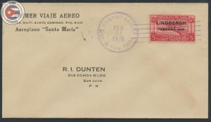 Cuba 1928 First Flight Cover Santiago - San Juan Puerto Rico | Edifil E8 | CU...