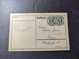 1923 Germany Danzig Postcard Cover Danzig Local Use