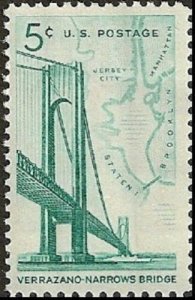 1964 Verrazano-Narrows Bridge, N.Y. Single 5c Postage Stamp, Sc# 1258, MNH, OG