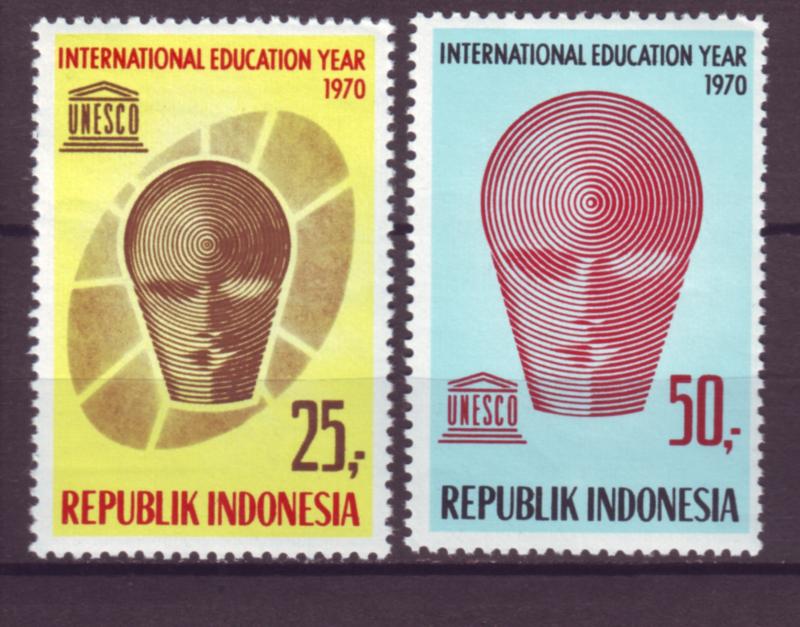 J21044 Jlstamps 1970 indonesia set mh #795-6 unesco