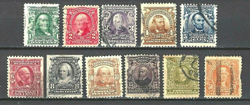 #300-310 US 1890-1893 BANK NOTE SET-USED-N/G-FINE