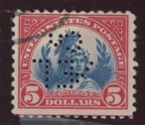 United States #573  Single (Perfin)