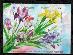 Russia 2021,Flowers,Flora of Russia,Irises listed in the Red Book,Block,VF MNH**