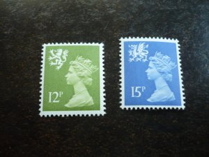Stamps - Wales - Scott# WMMH18, WMMH25 - Mint Never Hinged Part Set of 2 Machins