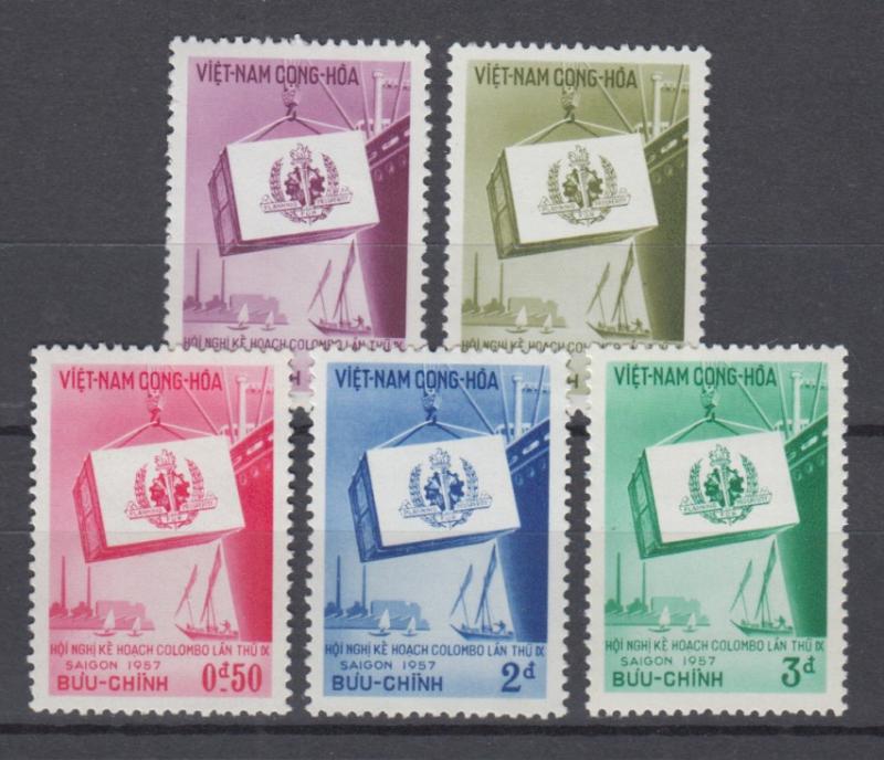 South Vietnam 1957 Full  Set Sc#68-72  MNH Luxe (White Gum)