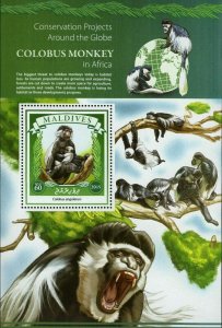 Monkey Stamp Colobus Angolensis Wild Animal S/S MNH #5935 / Bl.847