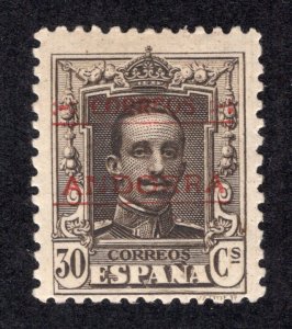 Spanish Andorra 1928 30c black brown Overprint, Scott 7 MH, value = $18.00