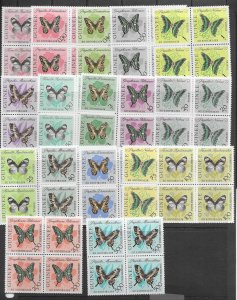 Guinea 291-304, C47-9 MNH Butterfly set cpl. X 4 vf.  2022 CV $ 121.60