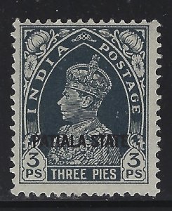 India-Patiala 1942 3p George VI Overprint Sc# 80 mint