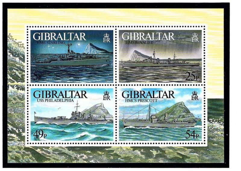 Gibraltar 714 MNH 1996 WWII Warships S/S