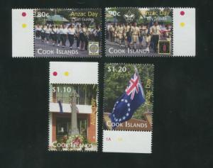 2010 Cook Islands Postage Stamps #1323-1326 Mint Never Hinged Anzac Day Scouts