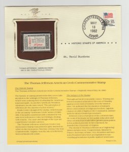 1141 Jefferson American Credo w/ Historic Stamps America Commemorative Cover