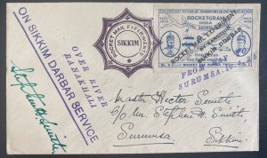 1935 Surumsa India Sikkim Rocket Experiment Silver Jubilee Flight cover Signed