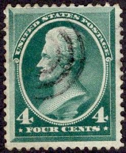 US Stamp #211 4c Blue Green Jackson USED SCV $25