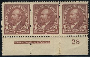 MALACK 256 Fine+ OG 2 Hr, 1 NH, Plate Strip of 3, ni..MORE.. b5879