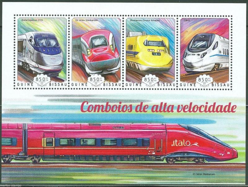 GUINEA BISSAU 2014 HIGH SPEED TRAINS   SHEET MINT NH