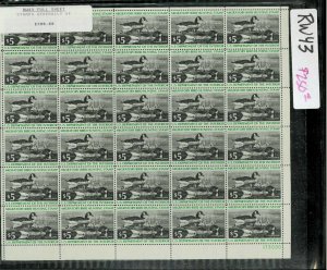 RW43 1976 FULL FEDERAL DUCK STAMP SHEET.   THE ONLY SCRATCHBOARD TO WIN