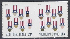 #5341 (15c Forever) Additional Ounce Uncle Sam's Hat Coil Pair 2019 Mint NH