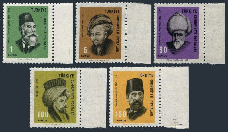 Turkey 1744-1748,MNH.Mi 20053-2057.Portraits 1967.Ahmed Mithat,Turgut Reis,Nedim