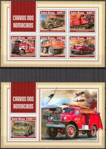 Guinea Bissau 2018 Fire Engines Trucks sheet + S/S MNH