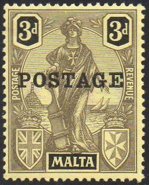 Malta 1926 3d black/yellow MH